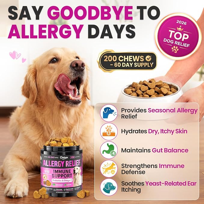 Dog Allergy Chews is Human Grade Itch Relief Multivitamin & Immune Yeast