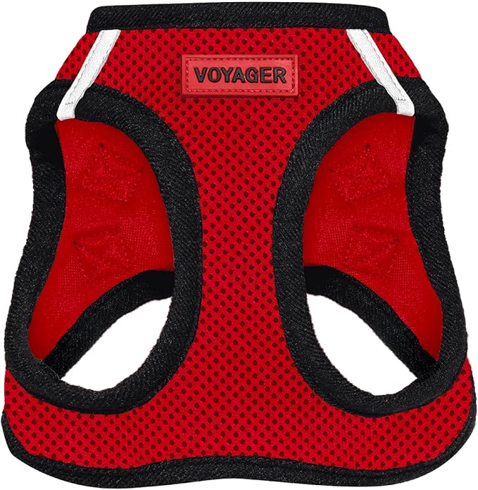 Voyager Step-in Air Dog Vest Harness - Red/Black Trim, XX-Small | 12 - 13.5" in Chest, Reflective Bands, All Weather Breathable Air Mesh, Cats Compatible, Lightweight, Fast Drying