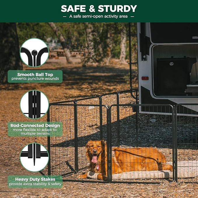 FXW Rollick Unleashed Dog Playpen, 24in, 16 Panels with Sun Shade, Small/Puppy, Black