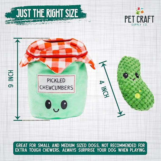 Pet Craft Supply Hide and Seek Plush Dog Toys Crinkle Squeaky Interactive Burrow Activity Puzzle Chew Fetch Treat Hiding Brain Stimulating Cute Funny Toy Bundle Pack -Pickles, for Medium Breeds | Crinkle Squeaky Burrow Toy for Hide and Seek Play, Puzzl...