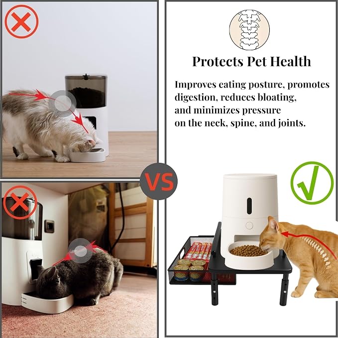 Dog Water Bowl Dispenser Stand with Storage Drawer & Metal Holder Compatible with Automatic, Small, Metal