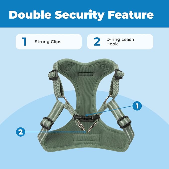 Voyager Step-in Flex Adjustable Dog Harness - Moss Green, X-Small | 13 - 16" in Chest, Fully Adjustable, Reflective Bands, All Weather Breathable Air Mesh, Lightweight, Fast Drying