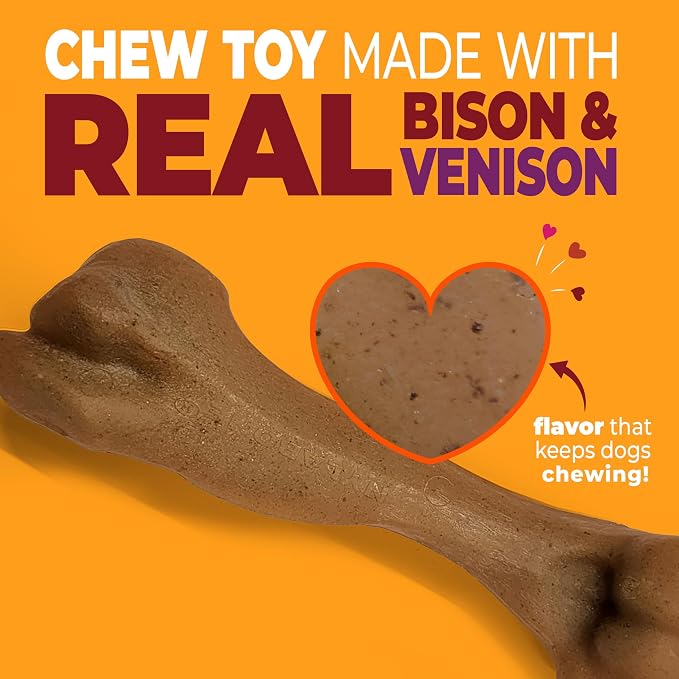 Nylabone Strong Chew Femur Bone Dog Toy, Dog Bone for Aggressive Chewers | Dog bones for large dogs and strong chewers, long-lasting chew toy made with real bison & venison