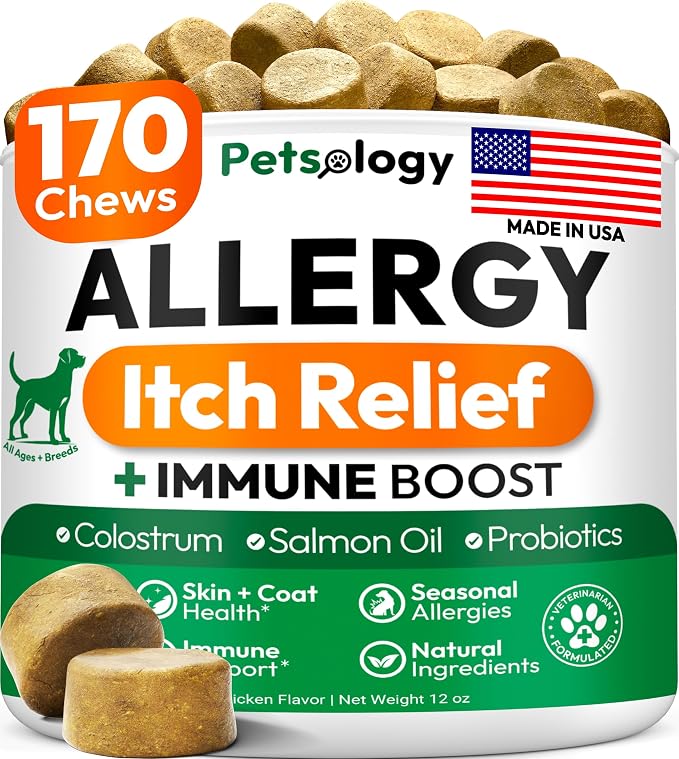 Dog Allergy Relief Chews, 170 Dog Allergy Chews, Itch Relief for Dogs