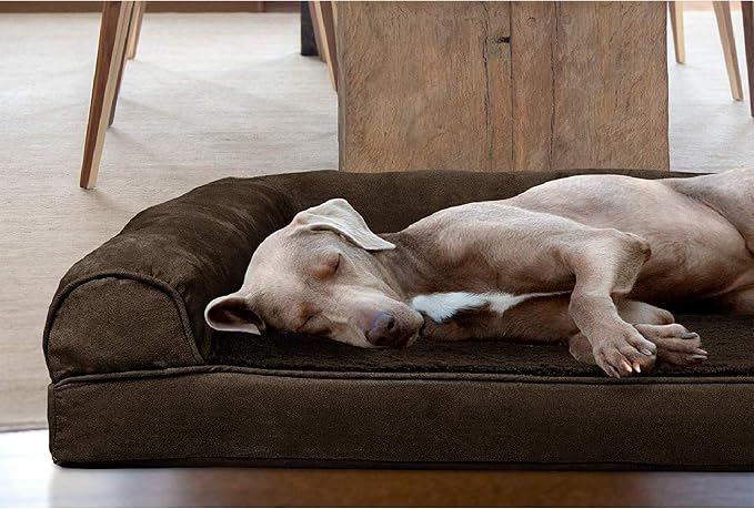 Furhaven Orthopedic Plush &amp; Suede Sofa Dog Bed - Jumbo Plus/XXL (up to 125 lbs), Espresso