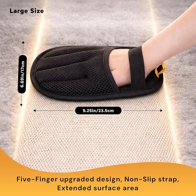 Wolfster Pet Hair Removal Glove for Cats & Dogs - Five-Finger Electrostatic Reusable Pet Hair Remover for Couch, Sofa, Carpet, Car Seat, Bedding & Clothing, Lint Roller Alternative, Eco-Friendly