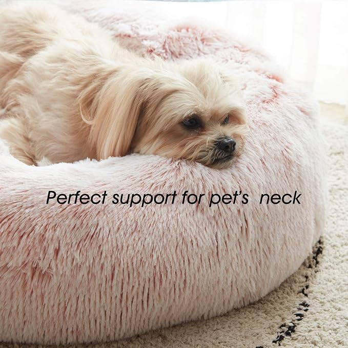 Western Home Calming Donut Medium Dog Bed Washable Pet Bed,30" Pink