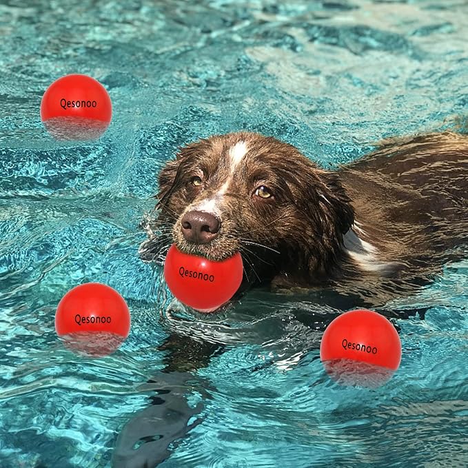 Dog Balls Indestructible, Solid Rubber Bouncy, Large Breed, Red