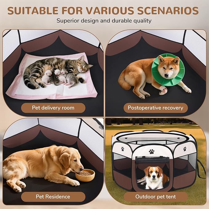 Pop-Up Puppy Playpen - Foldable Exercise Kennel Tent