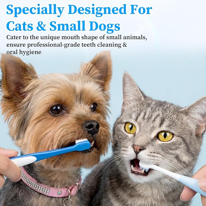 Tucnoeu 3 Pcs Small Dog Toothbrush Kit: Silicone 360 Pet Tooth Brushes for Dogs Cat, 3-Sided Dog Toothbrush Set of 3 Different Shapes PP+Nylon