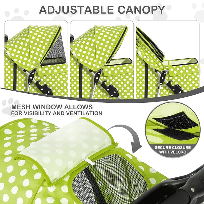 MoNiBloom 3-Wheel Foldable Pet Stroller - Lawn Green