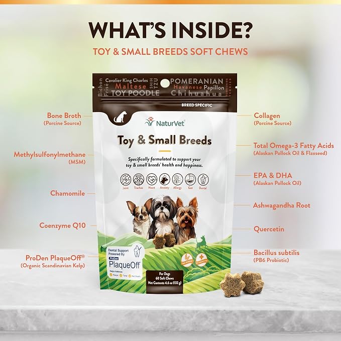 NaturVet Breed Specific Multivitamin for Toy & Small Breed Dogs | 60 Soft Chews