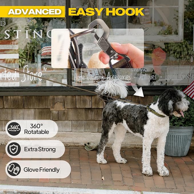Fida 5 FT Heavy Duty Dog Leash with 2 Comfortable Padded Handles, Traffic Handle & Advanced Easy Snap Hook, Reflective Walking Lead for Large, Medium & Small Breed Dogs, Brown