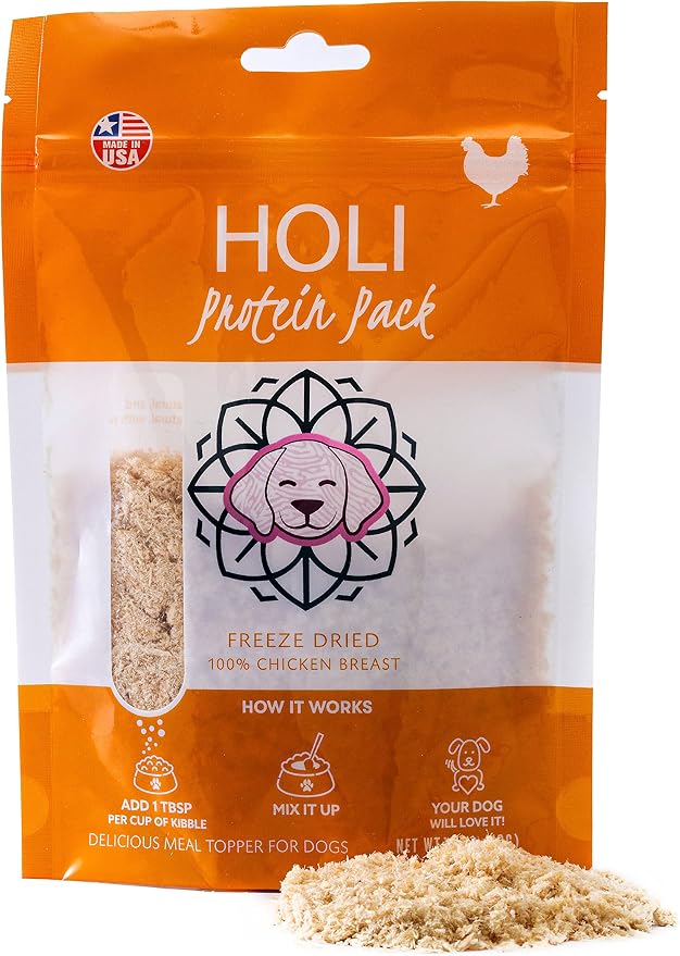 HOLI Freeze Dried Dog Food Topper - 3 Pack 2oz/Bag (Beef Liver, Chicken Breast, Salmon) Mix in Flavor Enhancer, 100% All Natural
