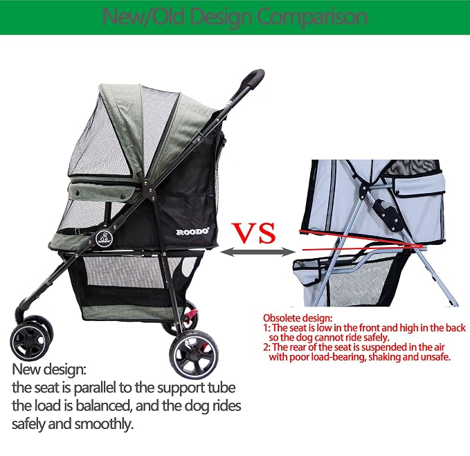 ROODO 3-Wheel Pet Stroller - Cationic Ash, up to 30lbs