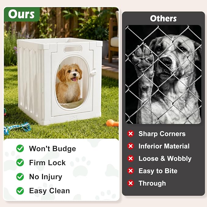 Acrylic Dog Playpen for Puppies,Small Dogs, Cats and Rabbits, 24 Inch Height, 4 Panels, White