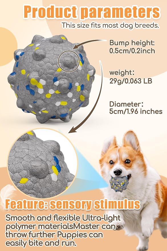 Moonorange Dog Ball, Floating, 1.96in, Grey, Small