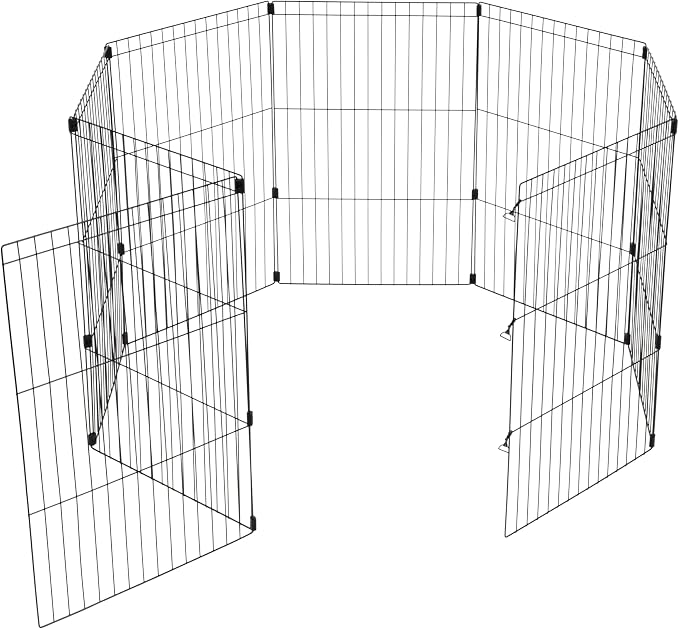 IRIS USA 36" 8-Panel Metal Pet Dog Puppy Playpen, Indoor/Outdoor Dog Fence, 58 x 58 x 36, Foldable, Customizable, Black