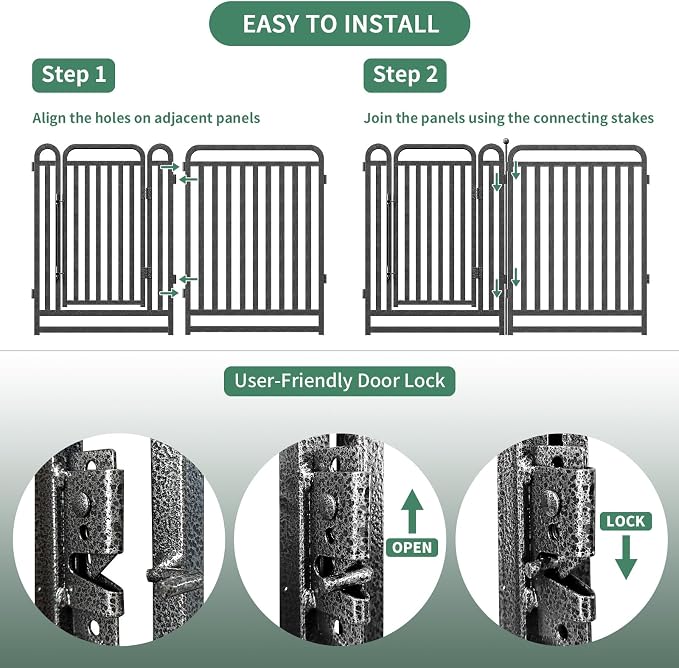 Dog Playpen Outdoor, 40in, 28 Panels, Heavy Duty, Rust Resistant