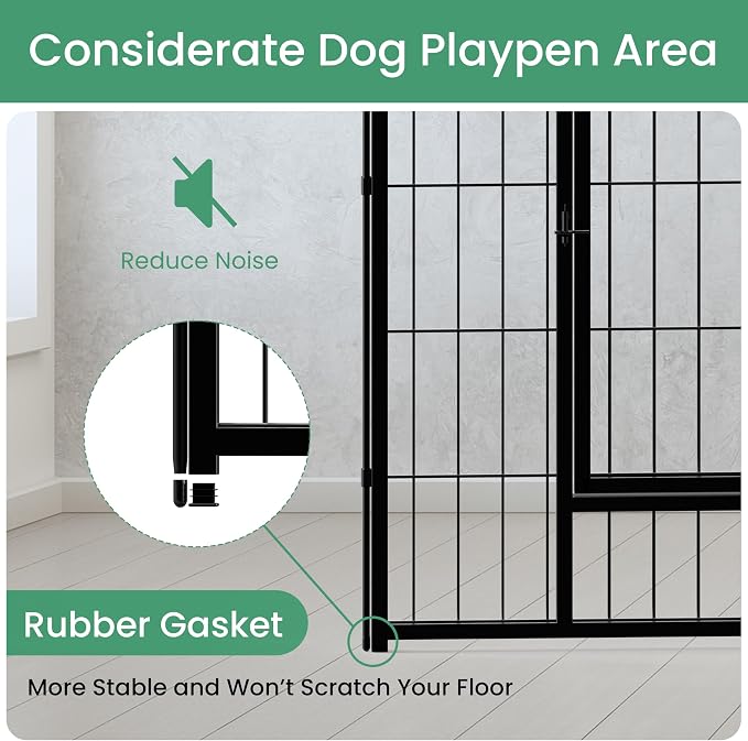 HealSmart Dog Playpen, 40in 8 Panels, Black