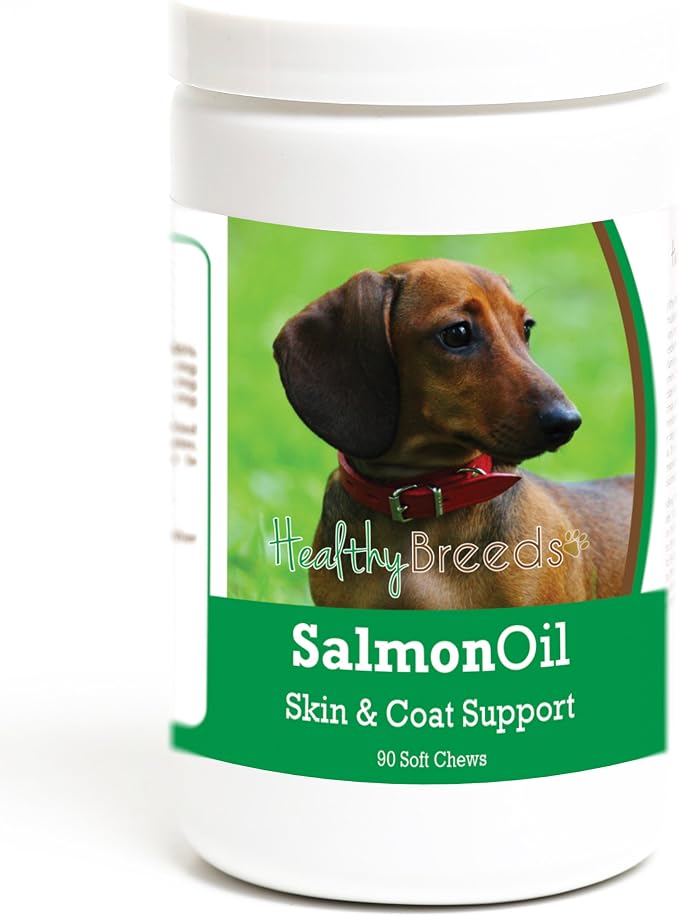 Healthy Breeds Dachshund Salmon Oil Soft Chews 90 Count, Brown