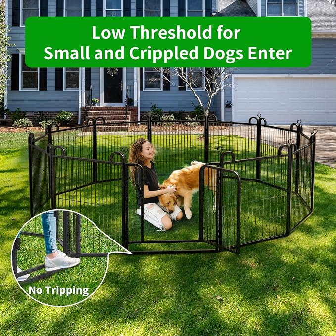 Anti-Rust Dog Playpen, 40in 24 Panels, Snowy Black
