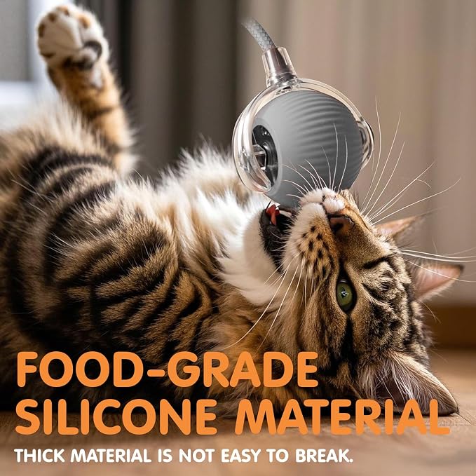 Rocfish Durable Interactive Cat Toys for Indoor Cats (Grey, 01) | Smart Automatic Cat Chase Ball Toy, Upgraded Speedy Tail Kitten Toy for Bored Indoor Adult Pets