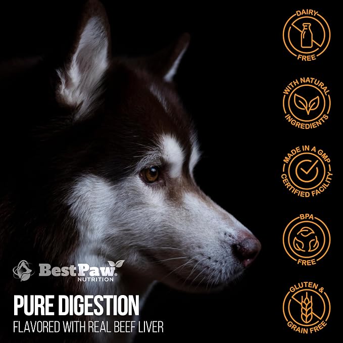 Probiotics for Dogs | Digestive Enzymes and Probiotics Powder | Beef Liver Flavor | Pumpkin, Turmeric and Prebiotic FOS | Gut Health Food Topper for Dogs and Cats | 16oz
