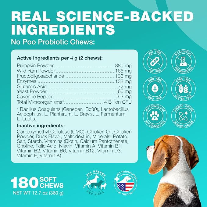 No Poo Chews for Dogs – Poop Eating & Stool Deterrent, Coprophagia Support