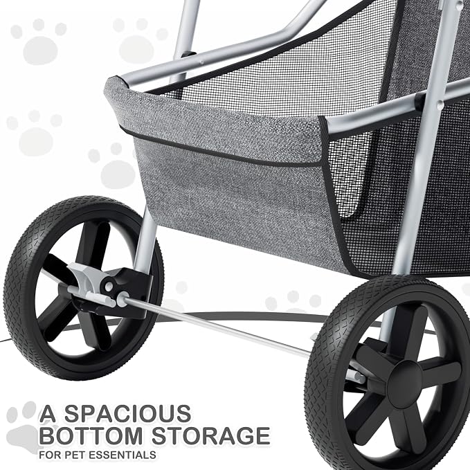 MoNiBloom Foldable Pet Stroller - Gray, up to 33lbs