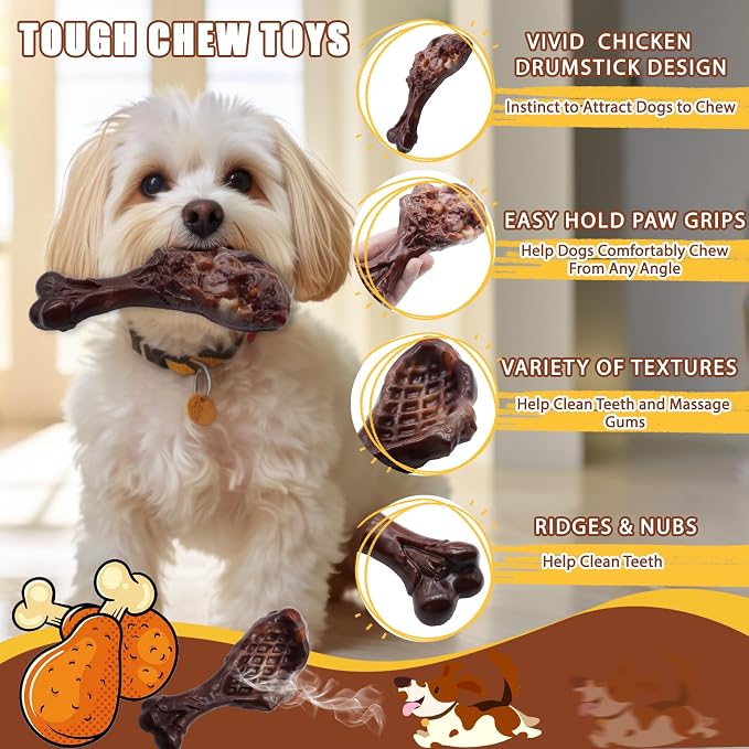 Magicorange Dog Chew Toys for Aggressive Chewers, Indestructible Dog Toy for Medium/Large Breed, Tough Nylon Teething Bone Toy to Keep Them Busy,Bacon and Real Beef Flavor (Bacon Flavor, 1 Pack)