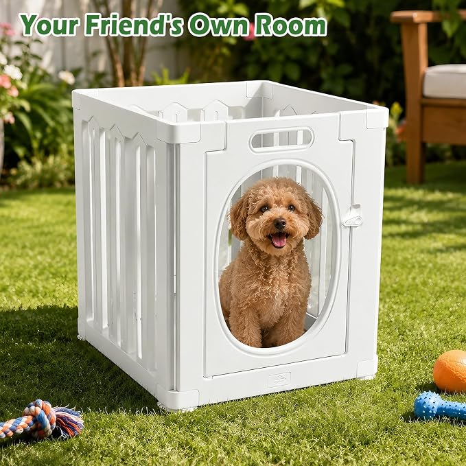 Acrylic Dog Playpen for Puppies,Small Dogs, Cats and Rabbits, 24 Inch Height, 4 Panels, White