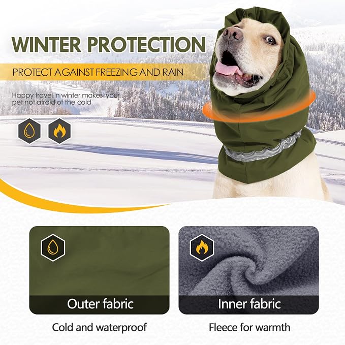 Dog Ear Cover Adjustable Ear Protection Quiet Ears for Dogs Neck Wrap Green M