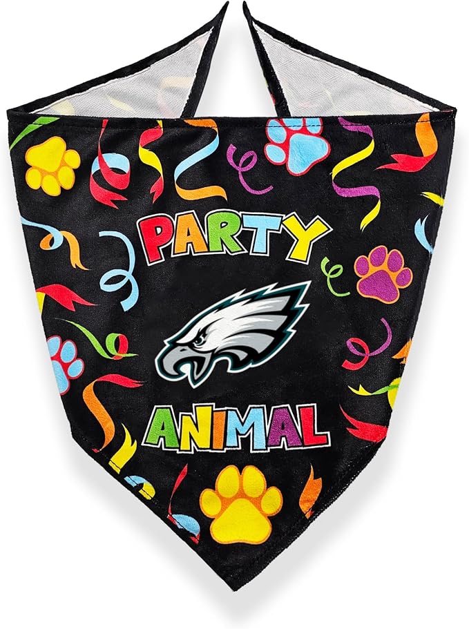 NFL Philadelphia Eagles Pet Birthday Bandana, NFL Dog Birthday Party Set and Costume, Licensed Dog & Cat Birthday Party Scarf, Football Team Pet Outfit, Puppy Bday Accessory, Size Large/X-Large