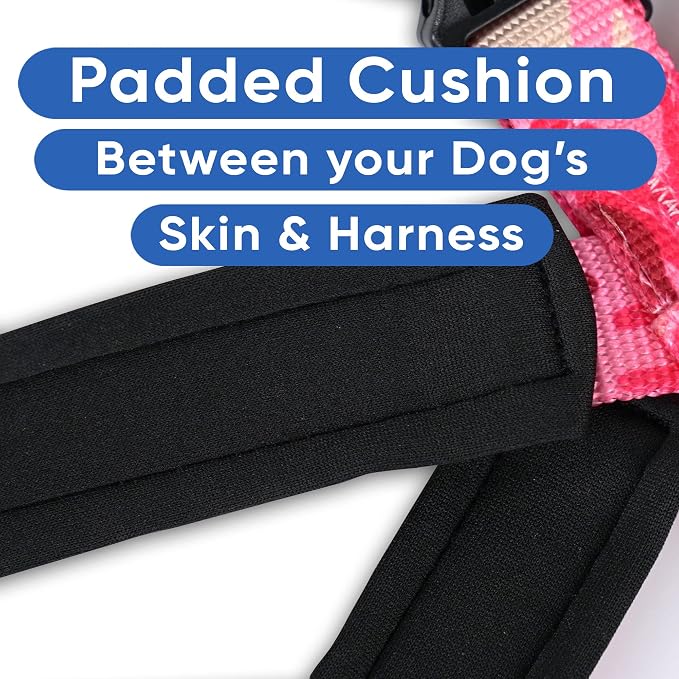 Pawtitas Reflective Padded Dog Harness for Large Dogs – Adjustable Step-in Vest | Fits Chest 27–33 in | No Pull Training Harness | L | Pink Camouflage