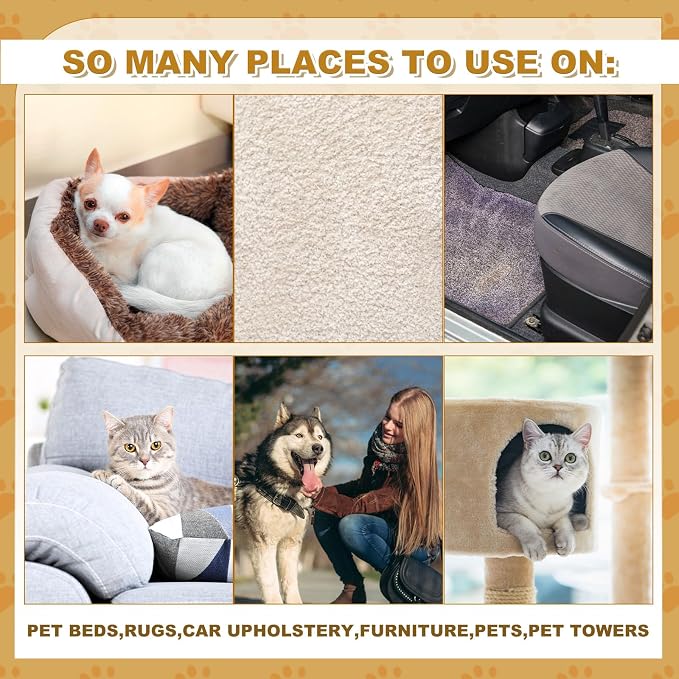 Pet Hair Remover Sponge Cat and Dog Hair Sponge Rubber Pet Fur Lifter Removal Tool, Remove from Furniture, Carpet, Bedding, Clothing, 6.26 x 3.28 x 1.89 Inch (Khaki,3 Pack)