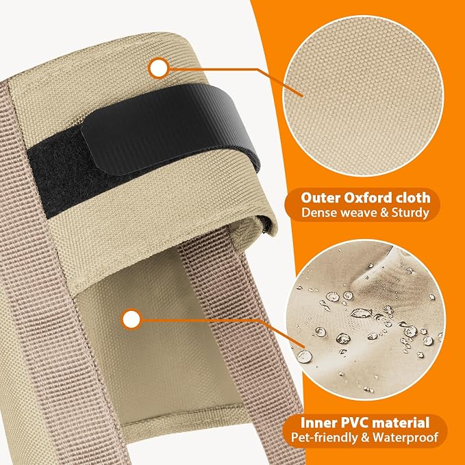 Adjustable Dog Muzzle, Fabric Medium Large Dog Muzzle Anti Biting | Soft & Sturdy, Prevents Fierce Barking Chewing, Grooming Walking Vet Visits Nail Care Use, Allows to Pant & Drink | Khaki, M
