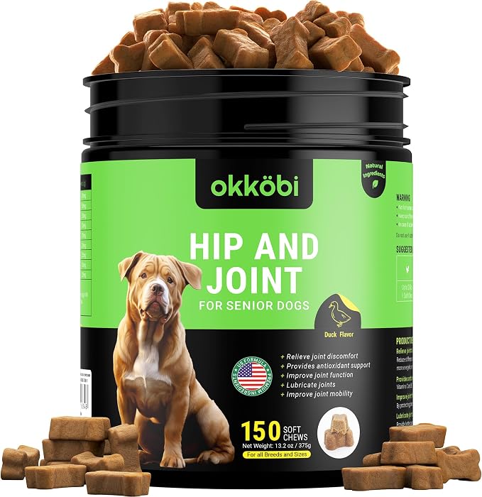 ZENO Glucosamine HCL & Hip and Joint Chews for Dogs - 150 pcs - Advanced Hip and Joint Support for Senior Dogs - with MSM & Green Lipped Mussel - Duck