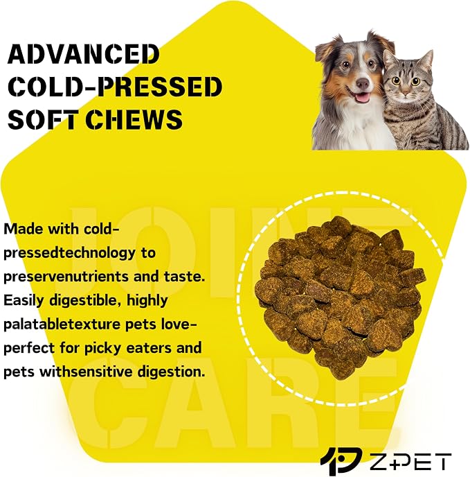 ZPET Hip & Joint Soft Chews for Dogs & Cats – Glucosamine, Chondroitin & MSM – Mobility & Flexibility Support – Cold-Pressed Pet Supplement, 150g