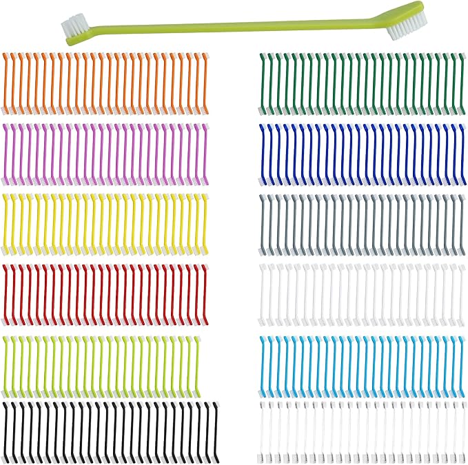 310 Pcs Dog Toothbrush Bulk, Puppy Tooth Brushing Kit, Long Handle Toothbrush, Dual Headed Dental Brushes for Cats Puppy Small Large Dogs Teeth Cleaning Oral Dental Care Supplies(12 Colors)