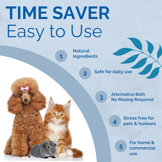 No Scent Pet Fur Odor Spray & Rinseless Cleaner for Dog, Cat, Hamster, Small Animal & Furry Pets (128 Fl Oz / 1 Gallon)