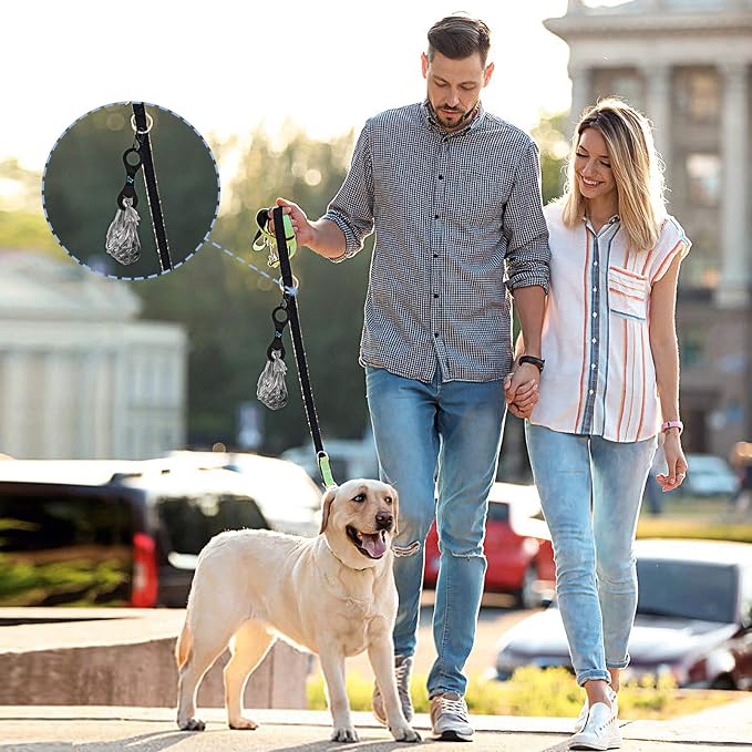 Dog Poop Bag Holder for Leash Waste Bag Carrier Dog Poop Bag Dispenser for Walking Running Bicycle Accessory 2 Pieces (Black + Blue)