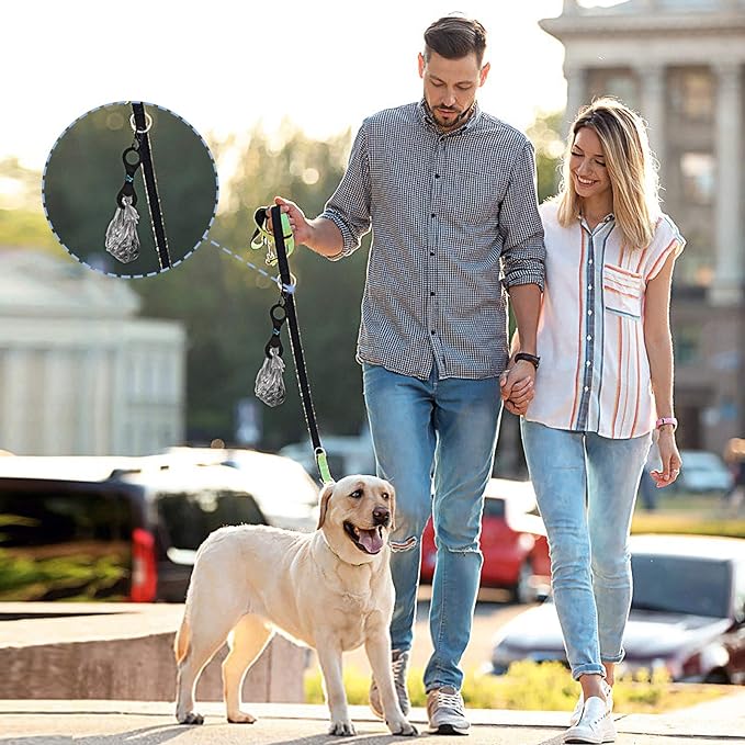 Dog Poop Bag Holder for Leash Waste Bag Carrier Dog Poop Bag Dispenser for Walking Running Bicycle Accessory 2 Pieces (Black + Green)
