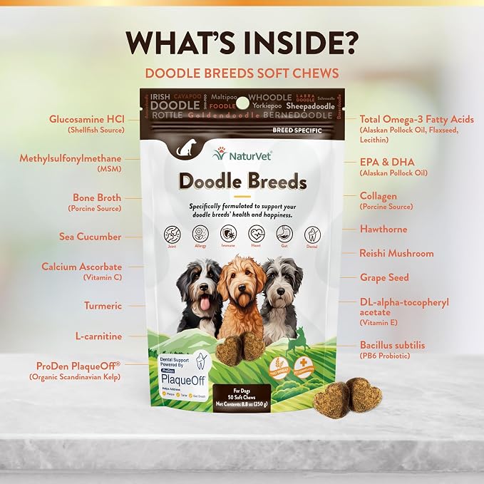 NaturVet Breed Specific Multivitamin for Doodle Breeds | 50 Soft Chews