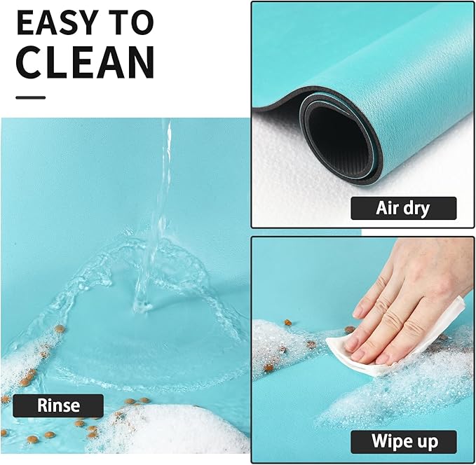 HotLive Dog Food Mat - Absorbent Cat Mat for Food and Water, No Stains Pet Feeding Bowl Mat, Easy to Clean Pet Placemats, Quick Dry Dog Water Dispenser Mat for Messy Drinkers | Paw Teal 24"x36"