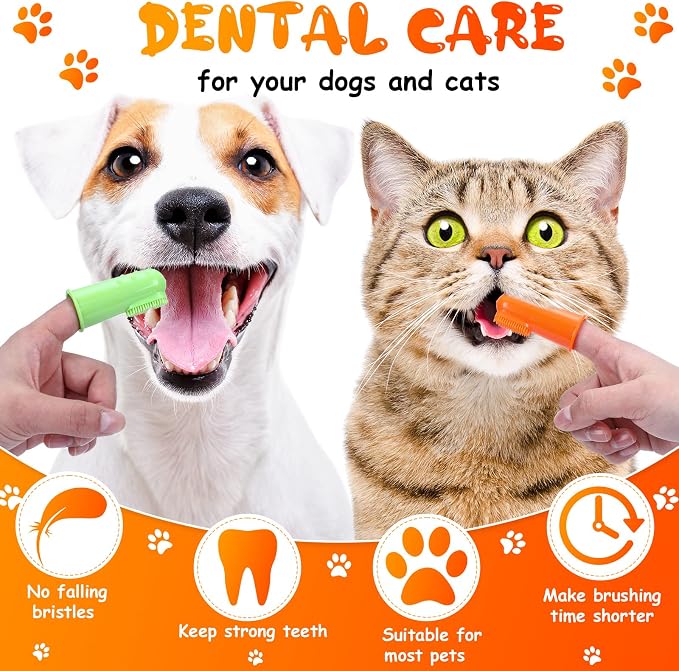 Nuogo 80 Pack Bulk Dog Toothbrush Soft Finger Brushes, Pet Finger Toothbrush for Easy Teeth Cleaning, Soft Dental Care Brush for Dogs, Small Cats and Puppies