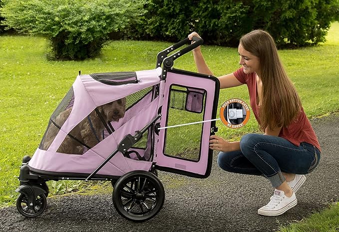 Pet Gear No-Zip Excursion Pet Stroller - Mountain Lilac, Dual Entry