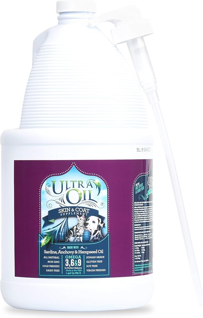 Ultra Oil Skin and Coat Supplement for Dogs & Cats, 128 oz Bottle w/Pump