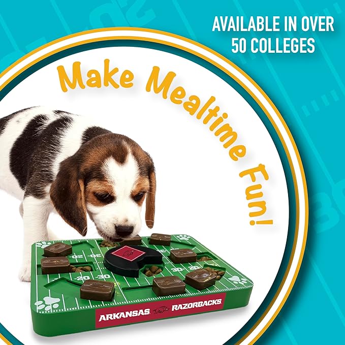 NCAA Puzzle Toy Slow Feeder, Puzzle Treat Dog Toy, Interactive Dog Treat Toy, Dog Puzzle Feeding Slow Toy (Arkansas Razorbacks)
