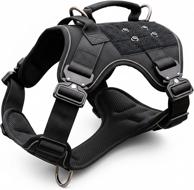 Tuff Pupper Elite Tactical Dog Harness | Dual Control Handles | Front & Back D-Rings | Fully Adjustable | Military Cobra Buckles | Heavy Duty Nylon Vest | Reflective MOLLE Dog Harness for Small Dogs